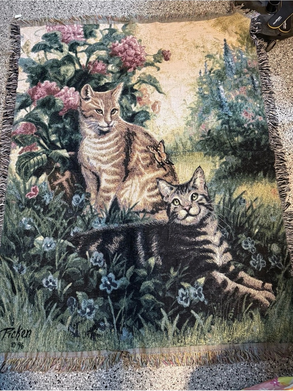 Vintage Linda Picken Cat Blanket